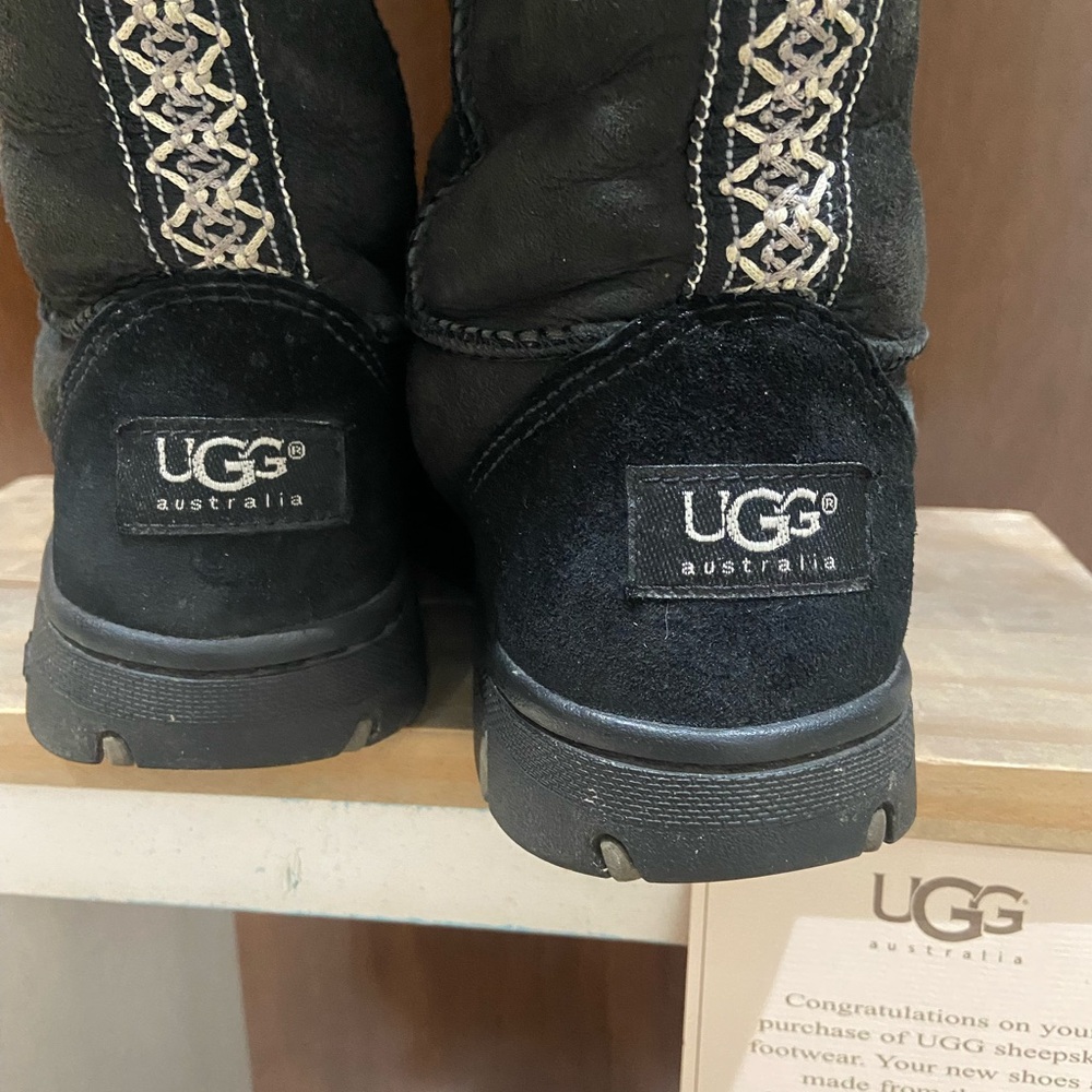 UGG Ultimate tall Braid Black Suede Boots in box